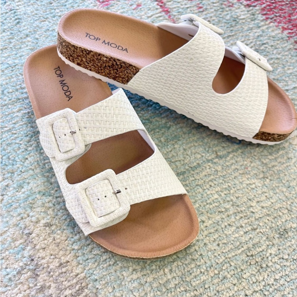 Remi Raffia Buckle Sandal(ivory)